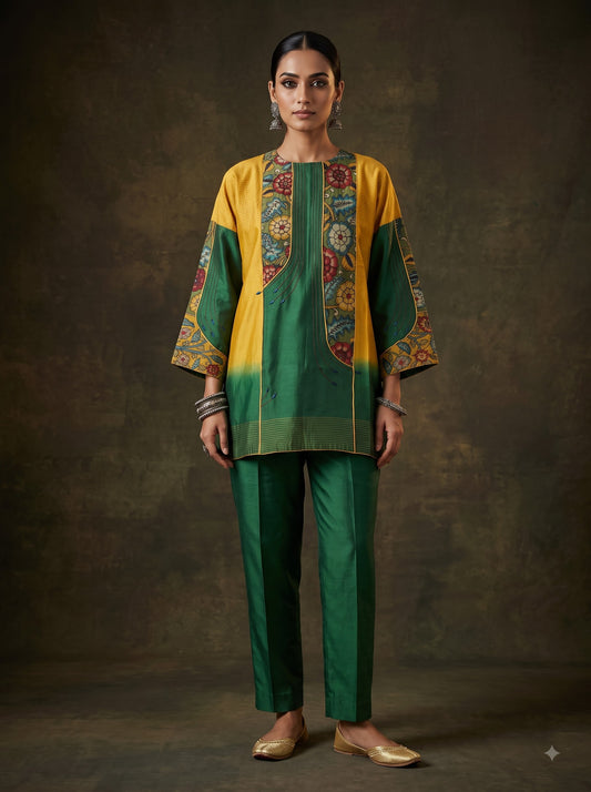 Semi Stitched Chanderi Kalamkari Short Tunic