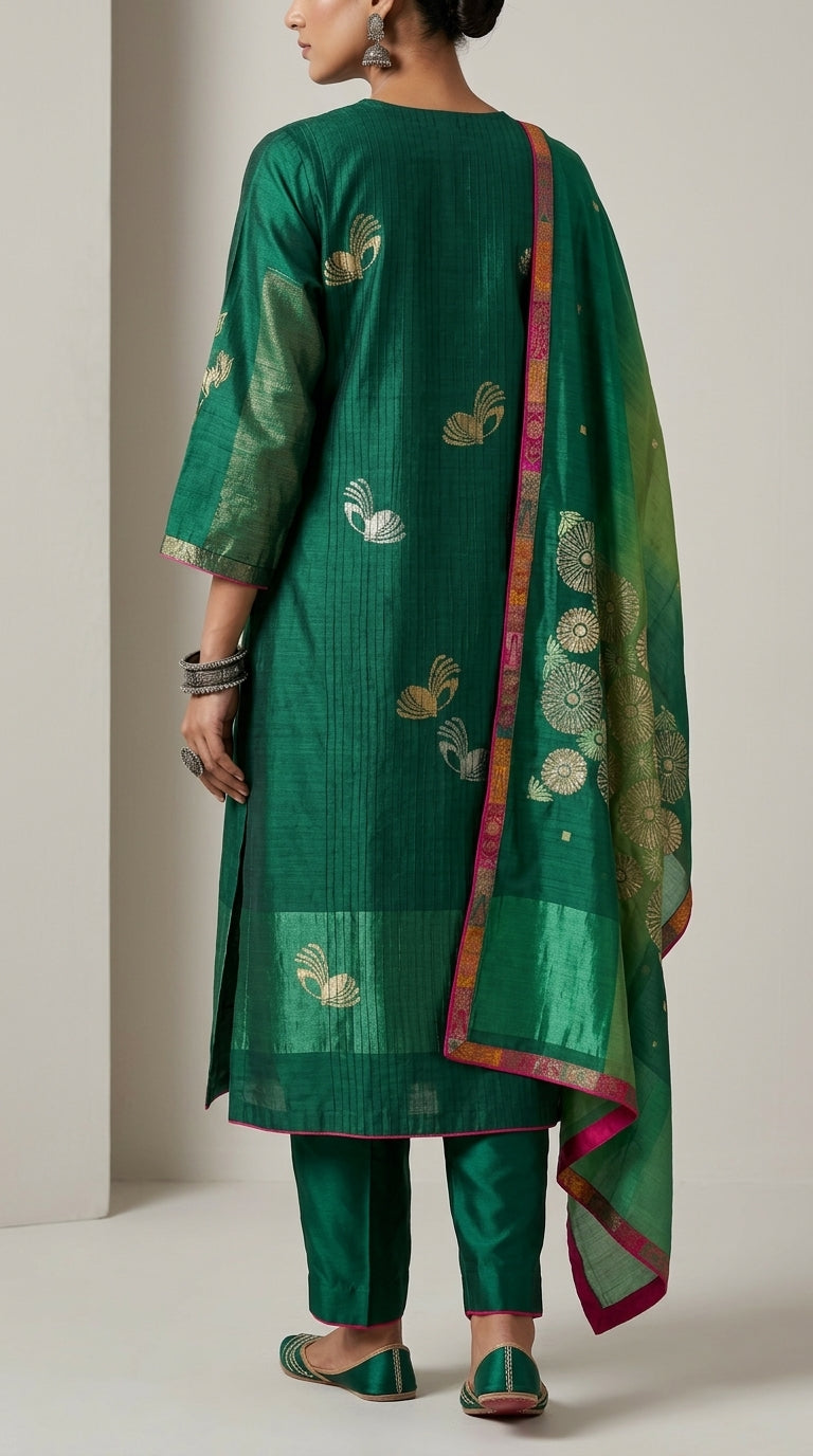 Semi Stitched Formal chanderi Suitset