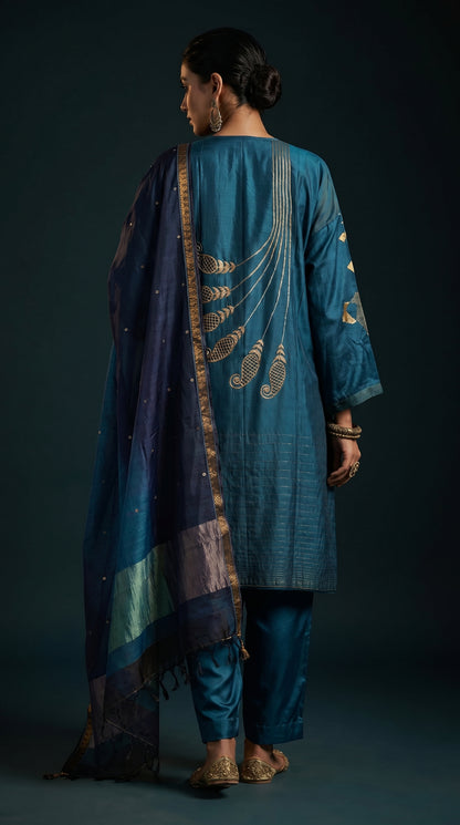Semi Stitched Chanderi Formal Suitset