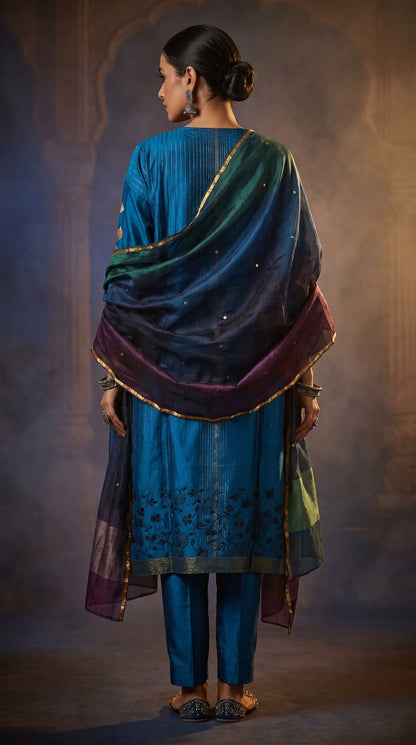 Semi Stitched Chanderi Formal Suitset