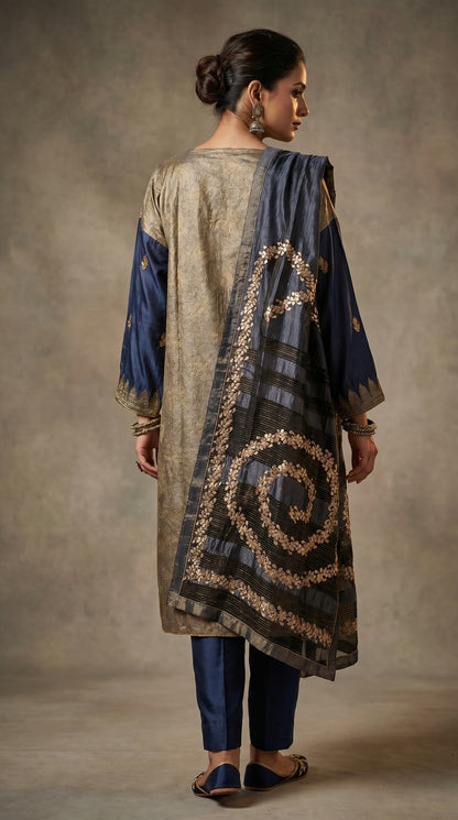 Semi Stitched Chanderi Formal Suitset