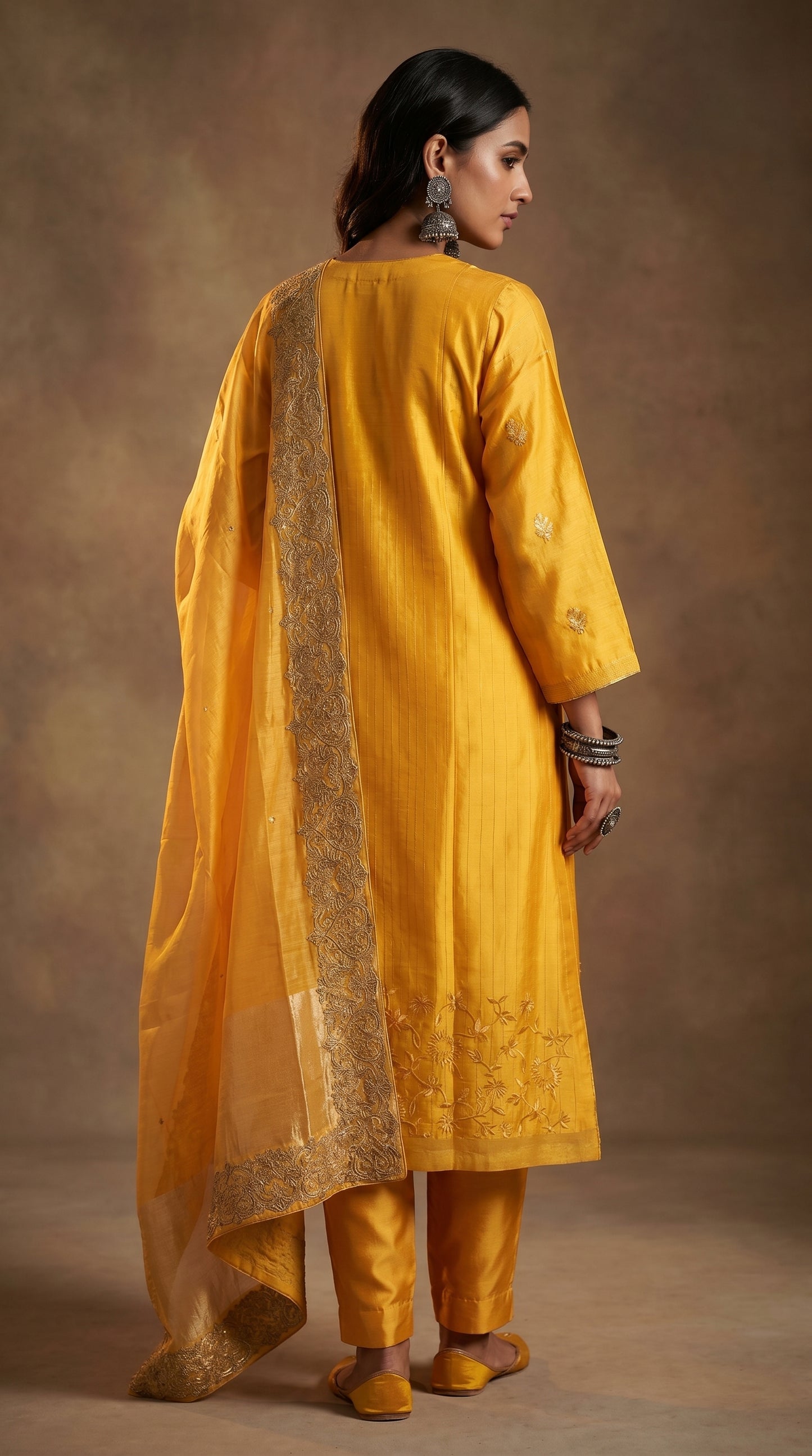Semi Stitched Chanderi Formal Suitset