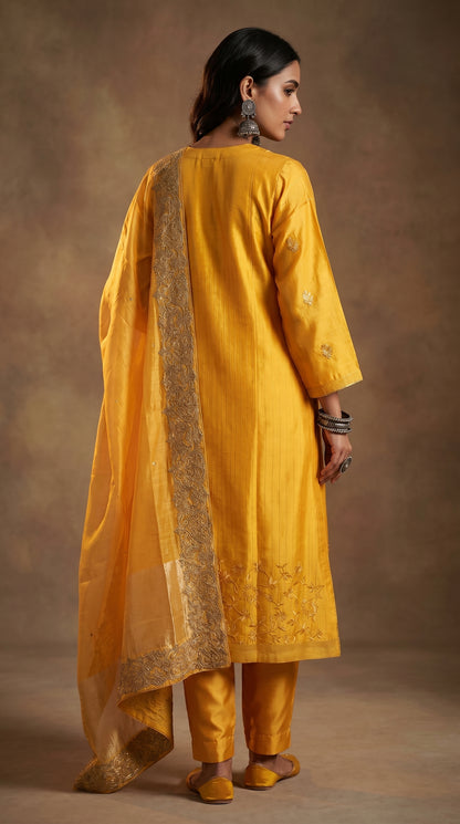 Semi Stitched Chanderi Formal Suitset