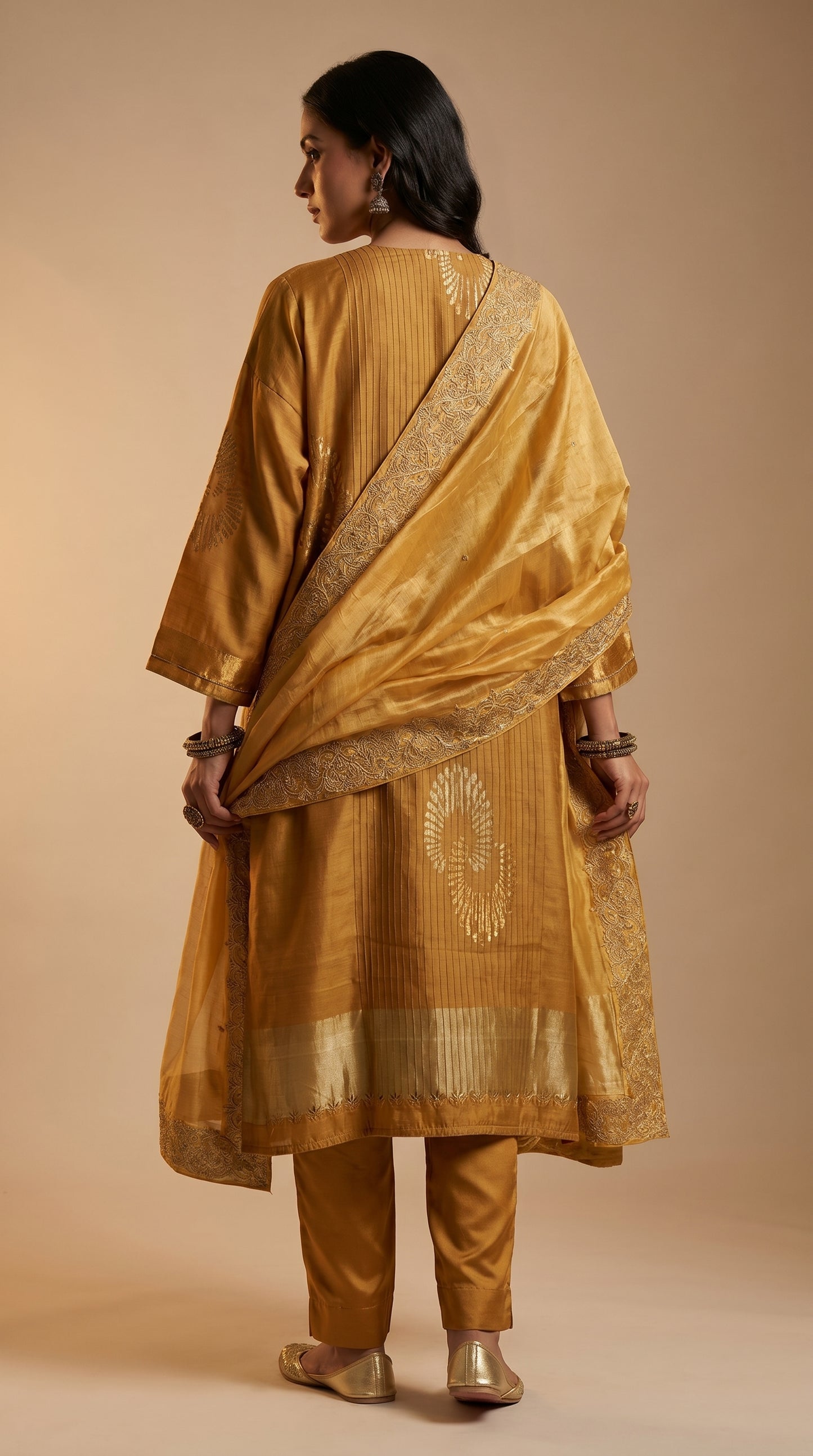Semi Stitched Chanderi Formal Suitset