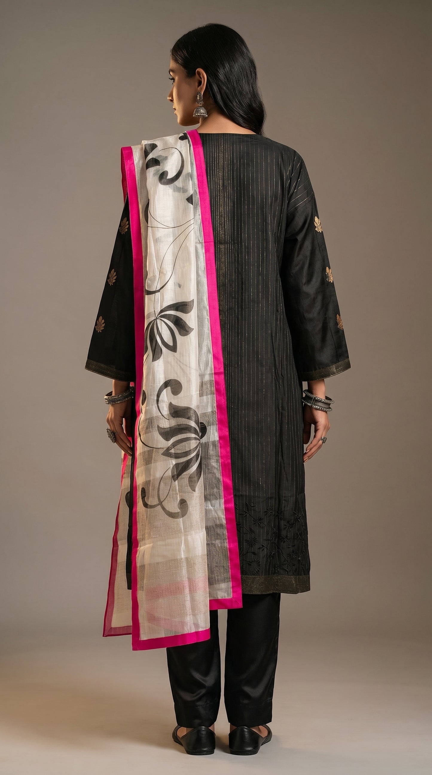 Semi Stitched Chanderi Formal Suitset