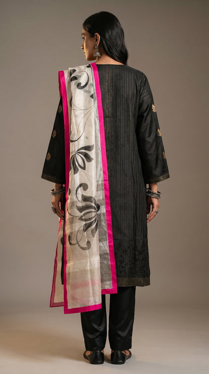 Semi Stitched Chanderi Formal Suitset