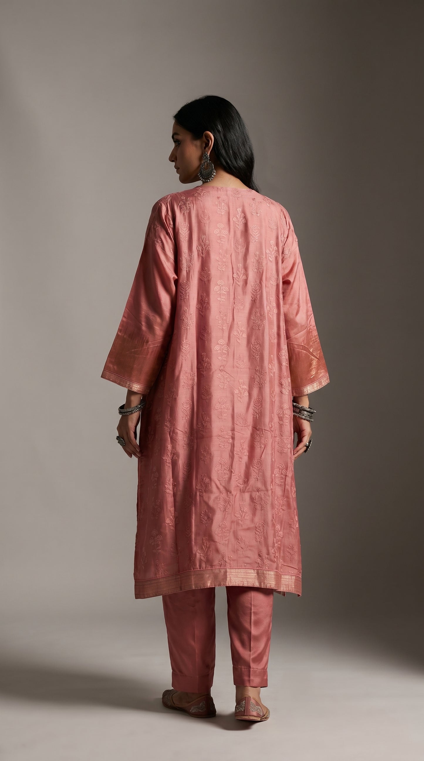 Semi Stitched Formal Chanderi Kurta