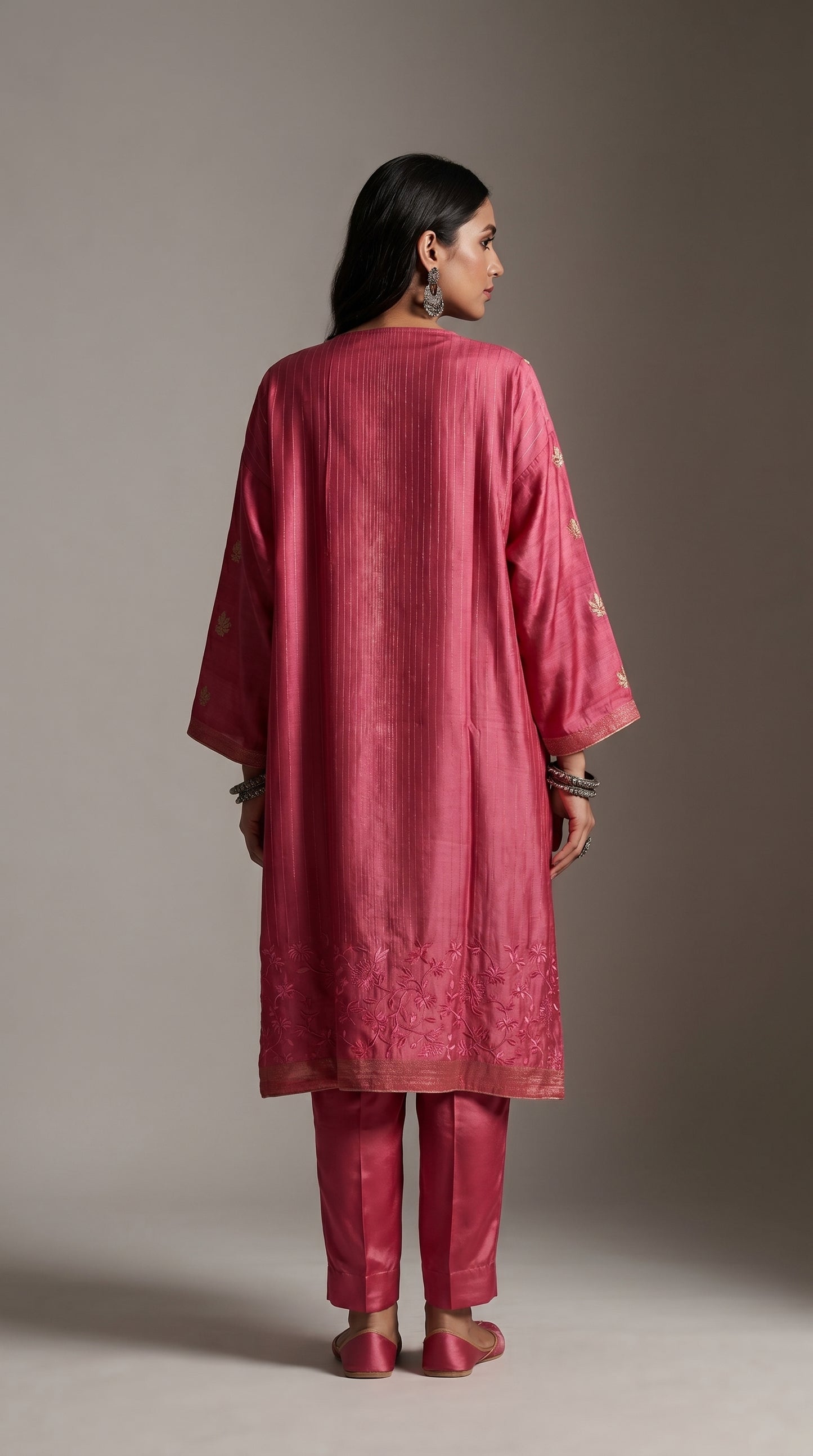 Semi Stitched Formal Chanderi Kurta