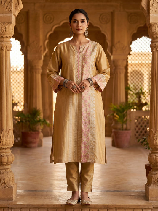 Semi Stitched Chanderi Casual kurta