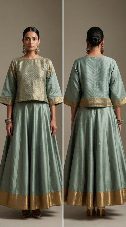 Semi Stitched Chanderi Ɓlouse