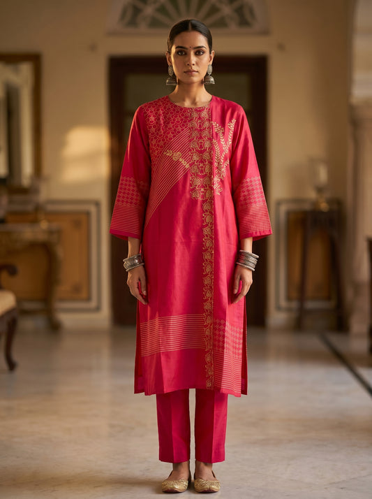 Semi Stitched Chanderi Casual kurta