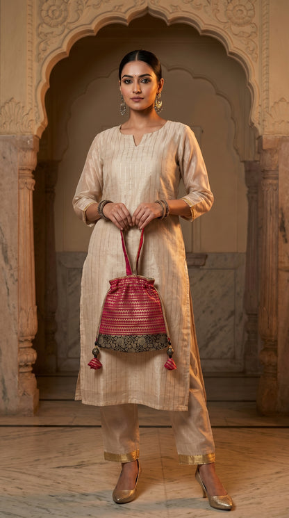 Ayaan Emerald Gold Embroidered Festive Potli