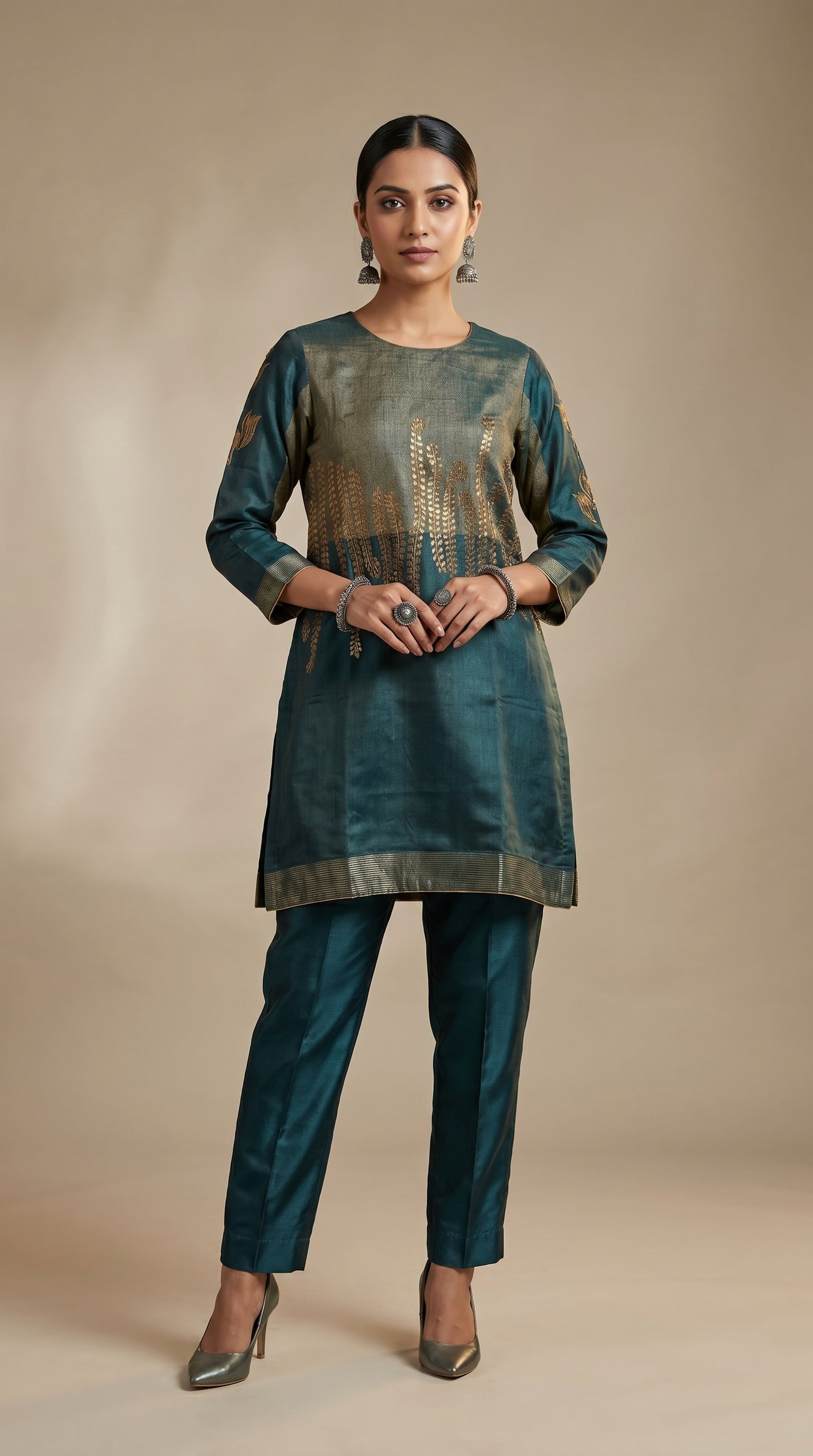 Stitched Chanderi  Tunic ready size 42