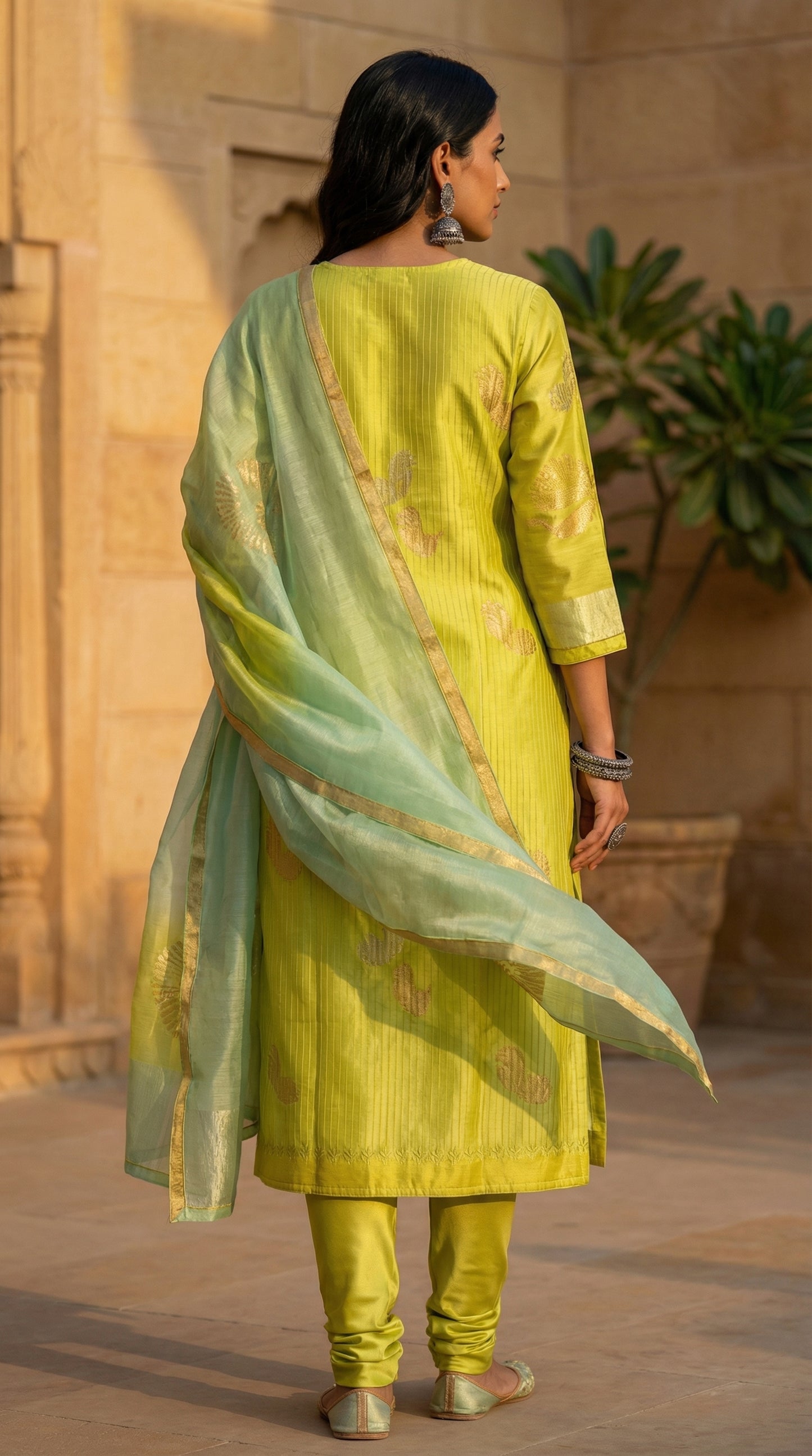 Semi Stitched Formal chanderi Suitset