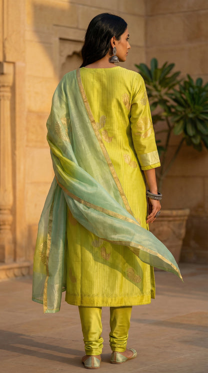 Semi Stitched Formal chanderi Suitset