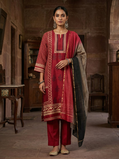 Semi Stitched Cotton Casual Suitset