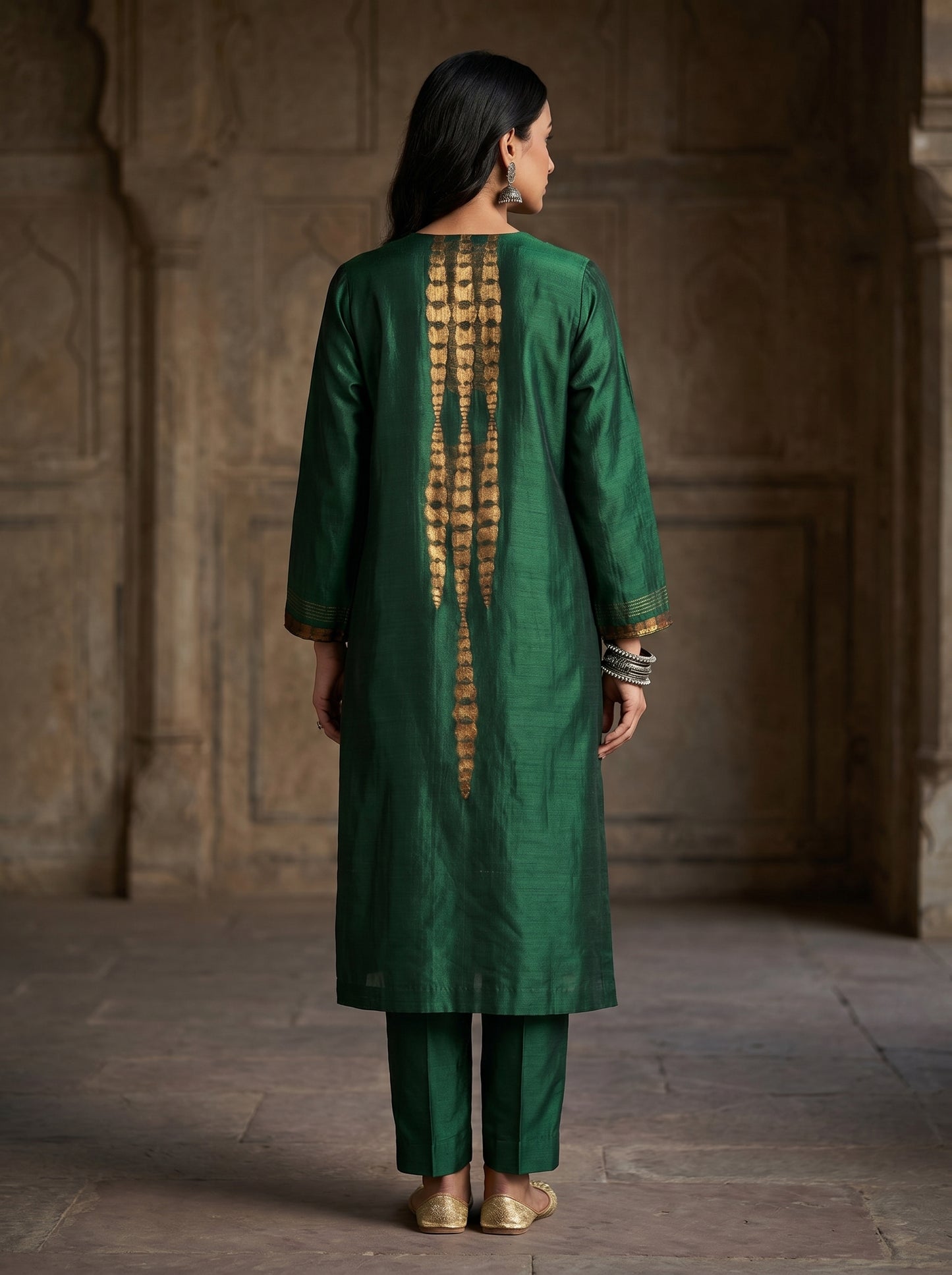 Semi Stitched Chanderi kurta