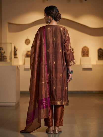 Semi Stitched Chanderi Formal Suitset