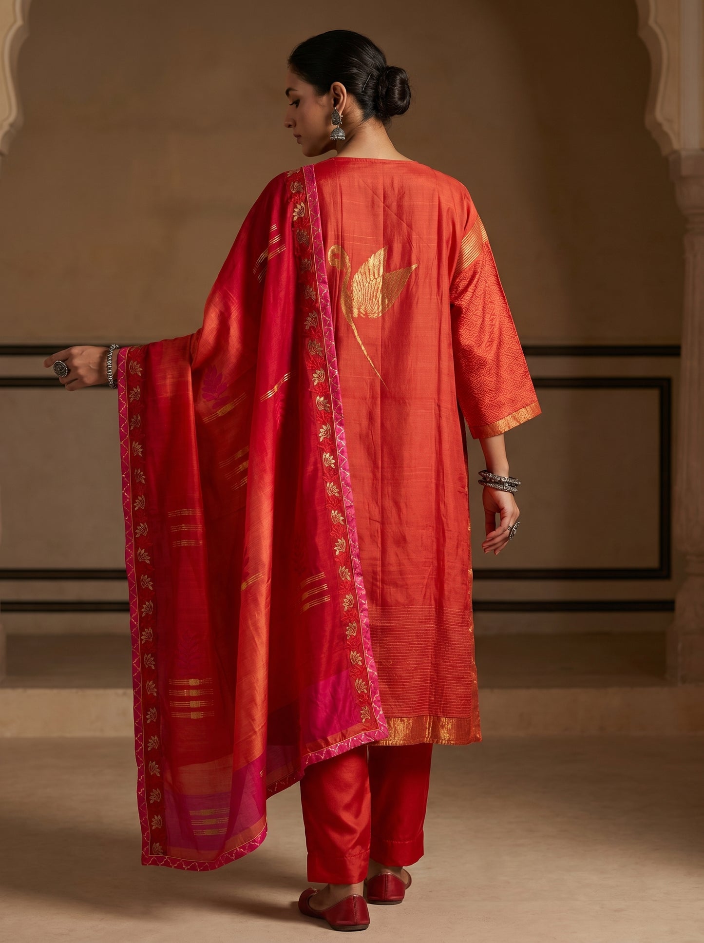 Semi Stitched Chanderi Formal Suitset