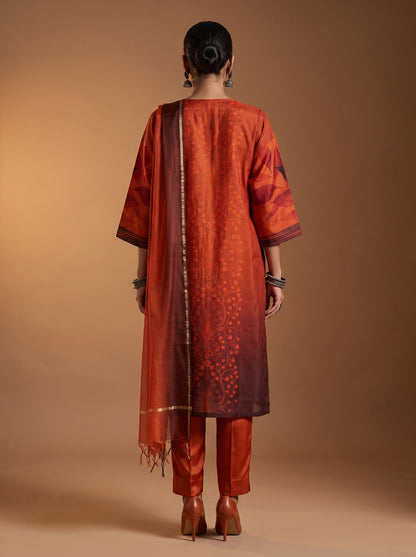 Semi Stitched Chanderi Casual suitset