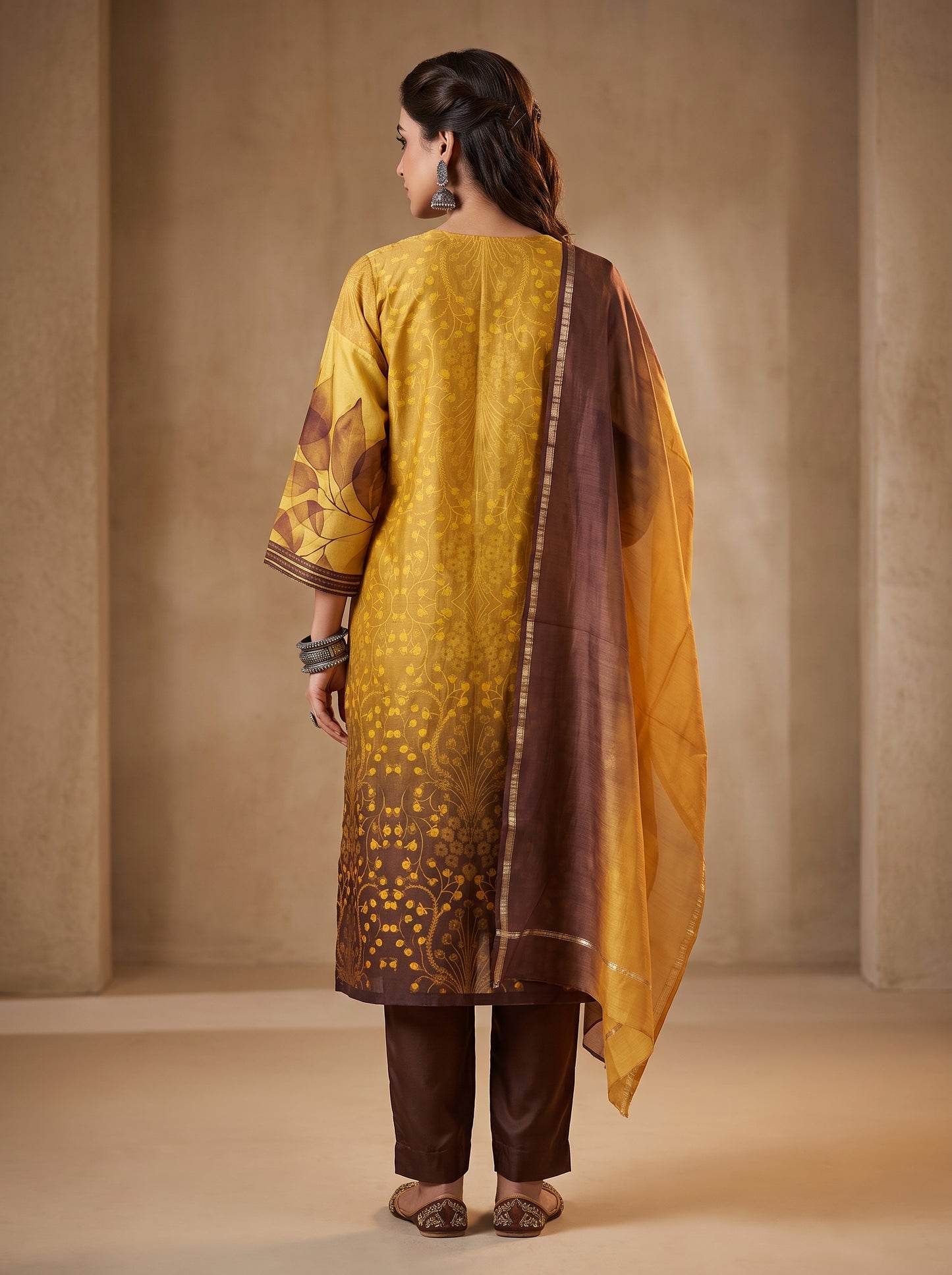 Semi Stitched Chanderi Casual suitset