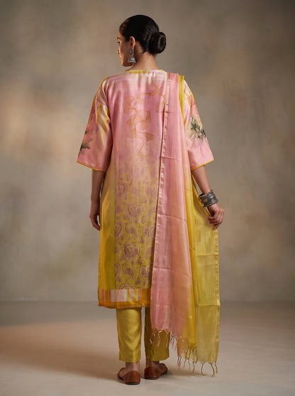 Semi Stitched Chanderi Casual suitset