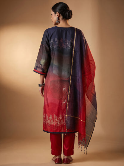 Semi Stitched Chanderi Casual suitset