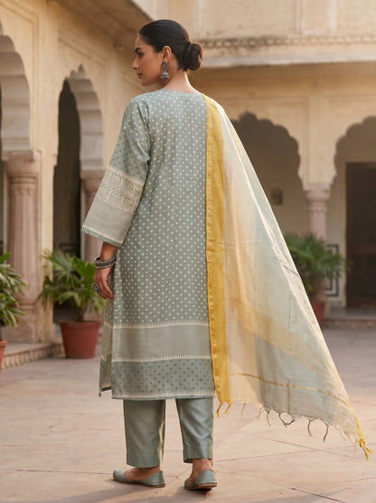 Semi Stitched Chanderi Casual suitset