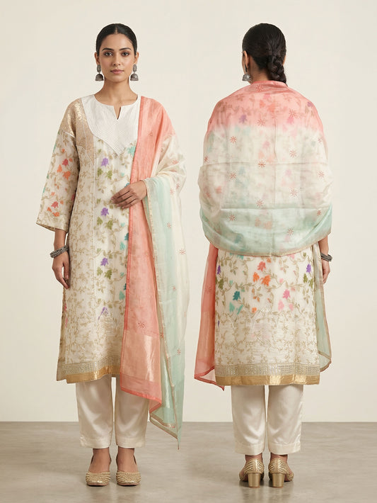 Semi Stitched Formal kota silk Suitset