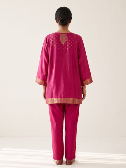 SemiStitched Chanderi Zari Woven Tunic