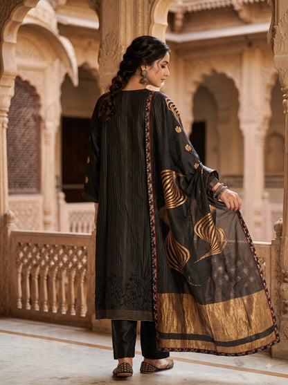 Semi Stitched Chanderi Formal Suitset