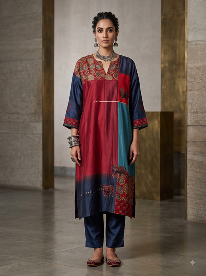 Semi Stitched Chanderi  Formal kurta