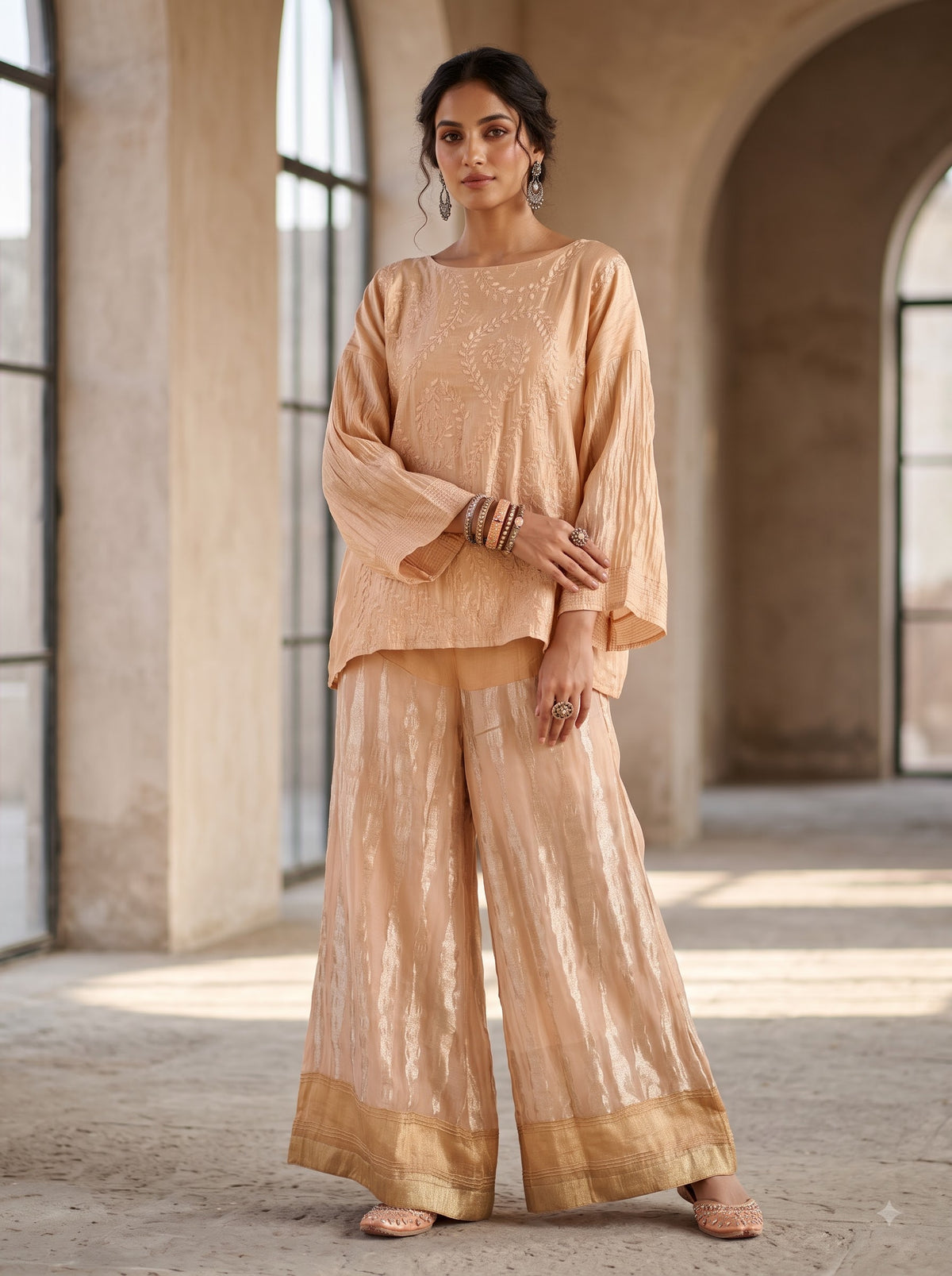 Indowestern chanderi formal coordset