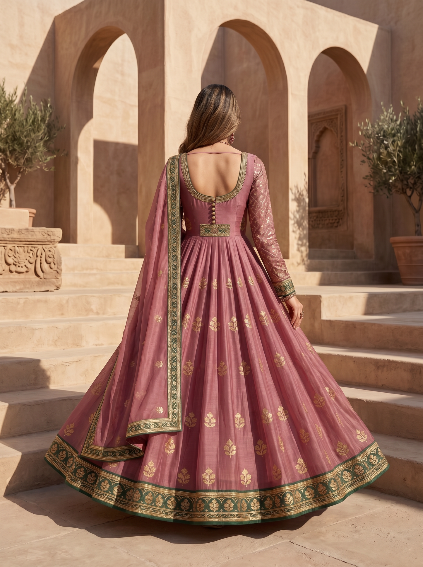 Woven Formal Anarkali Set