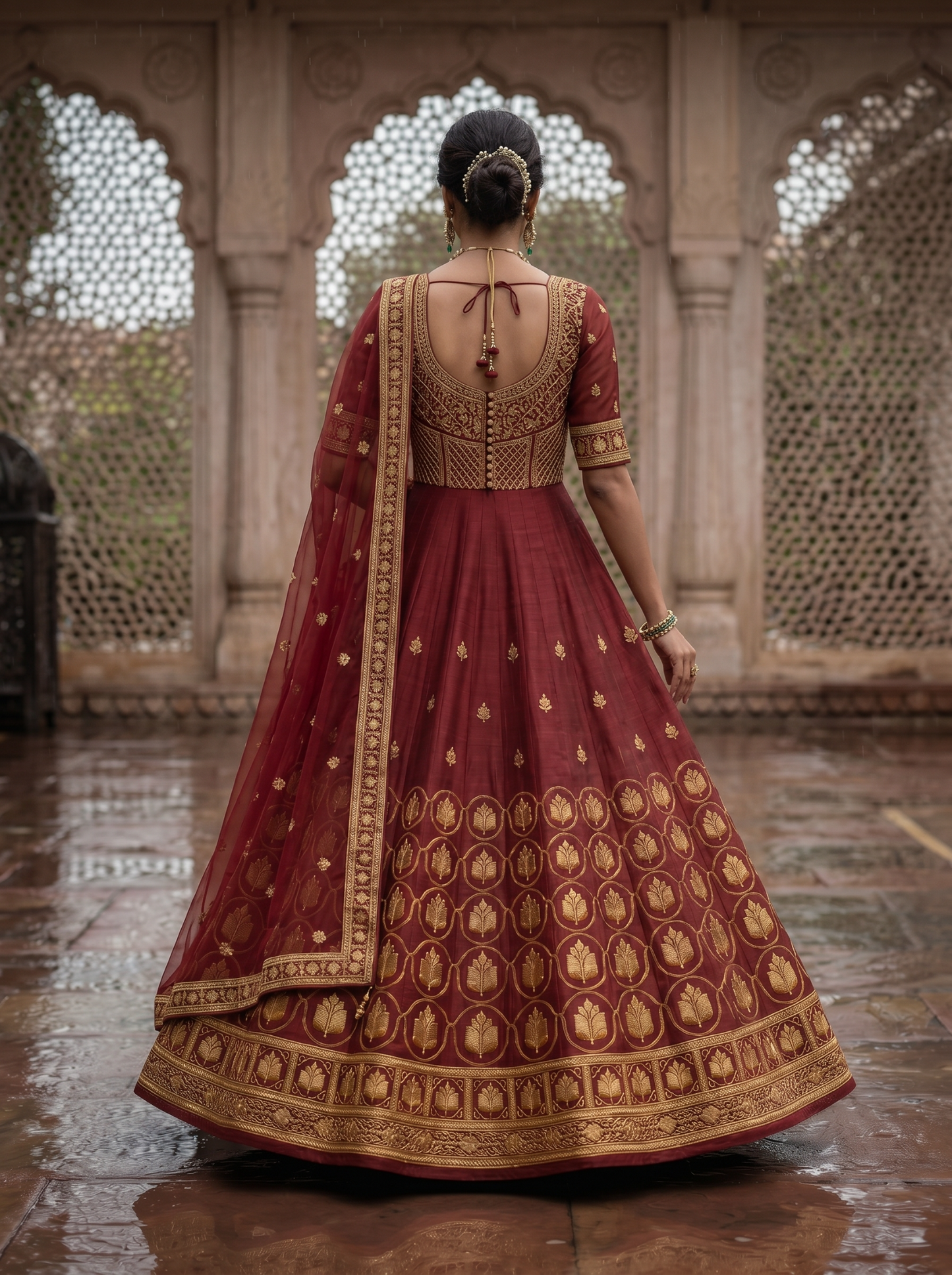 Woven Formal Anarkali Set
