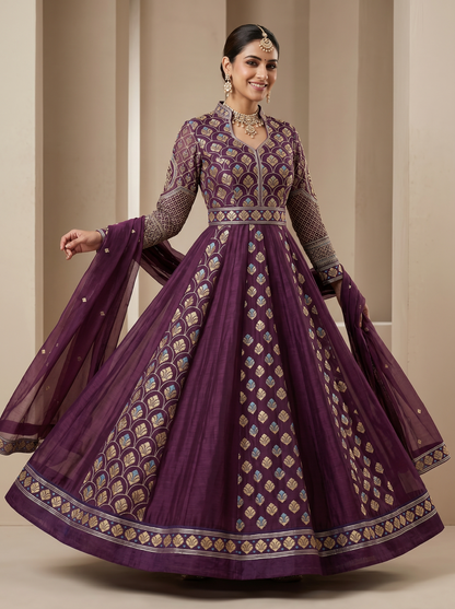 Woven Formal Anarkali Set