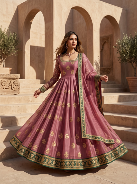Woven Formal Anarkali Set
