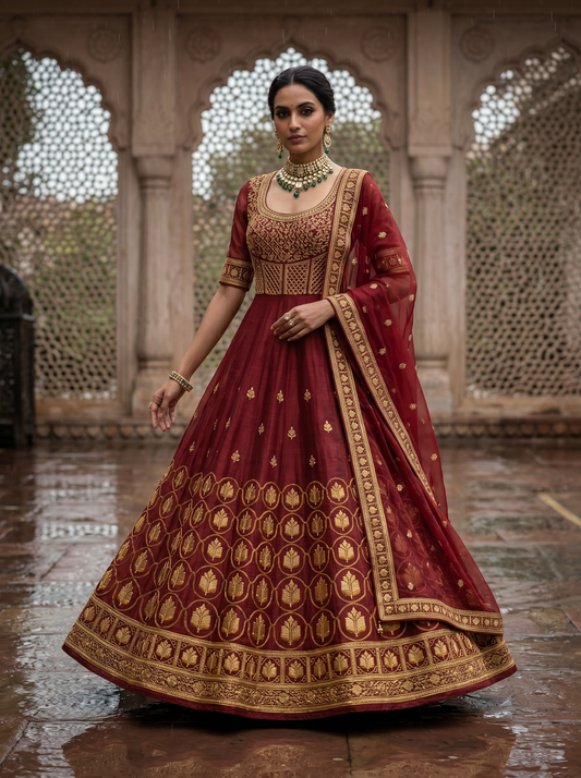 Woven Formal Anarkali Set