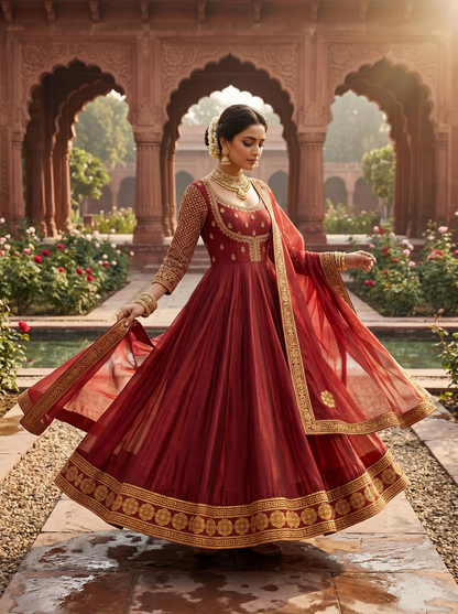 Woven Formal Anarkali Set