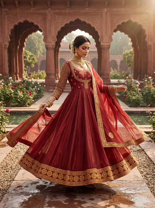 Woven Formal Anarkali Set