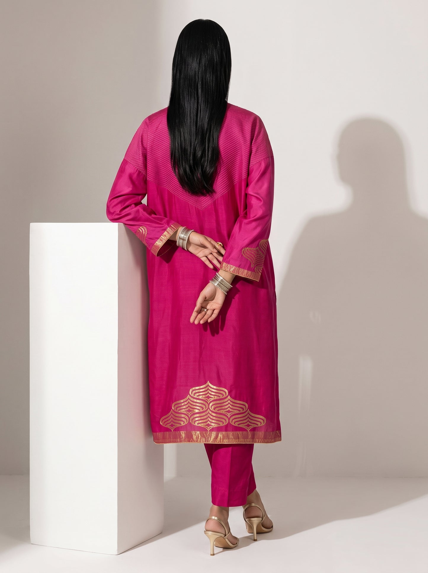 Semi Stitched Formal chanderi Kurta