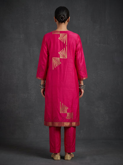 Semi Stitched Formal chanderi Kurta