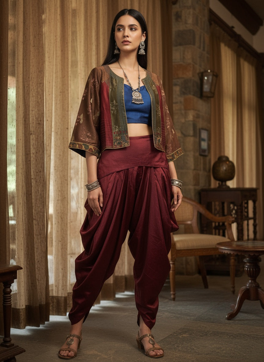 Stitched Chanderi Kalamkari Short Jacket