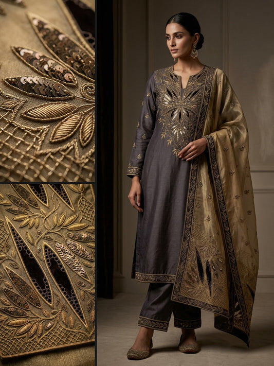 Customised Chanderi Embroidered set