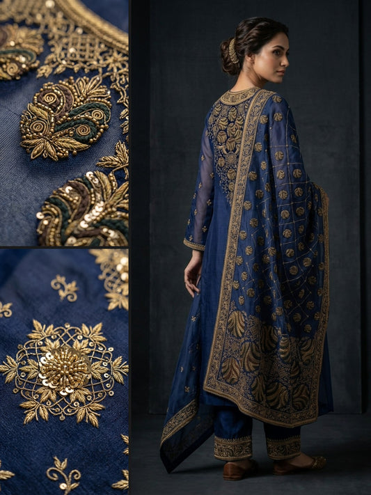 Customised Chanderi Embroidered set
