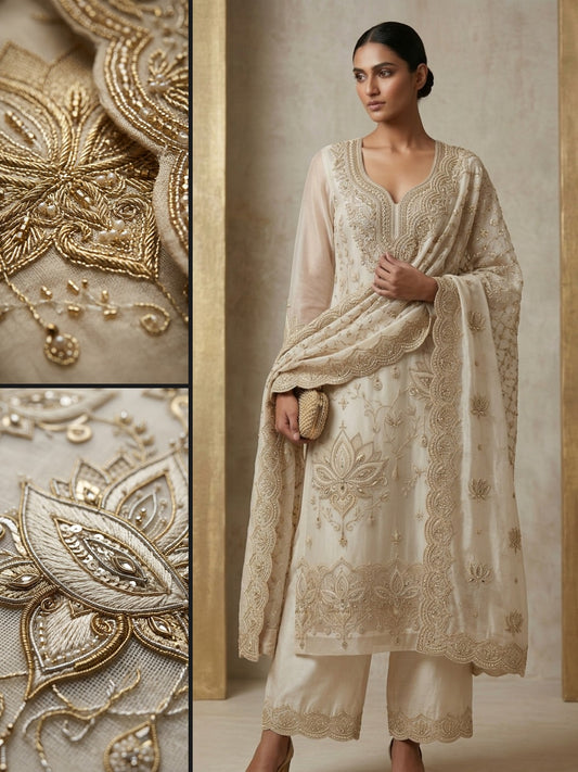 Customised Chanderi Embroidered set