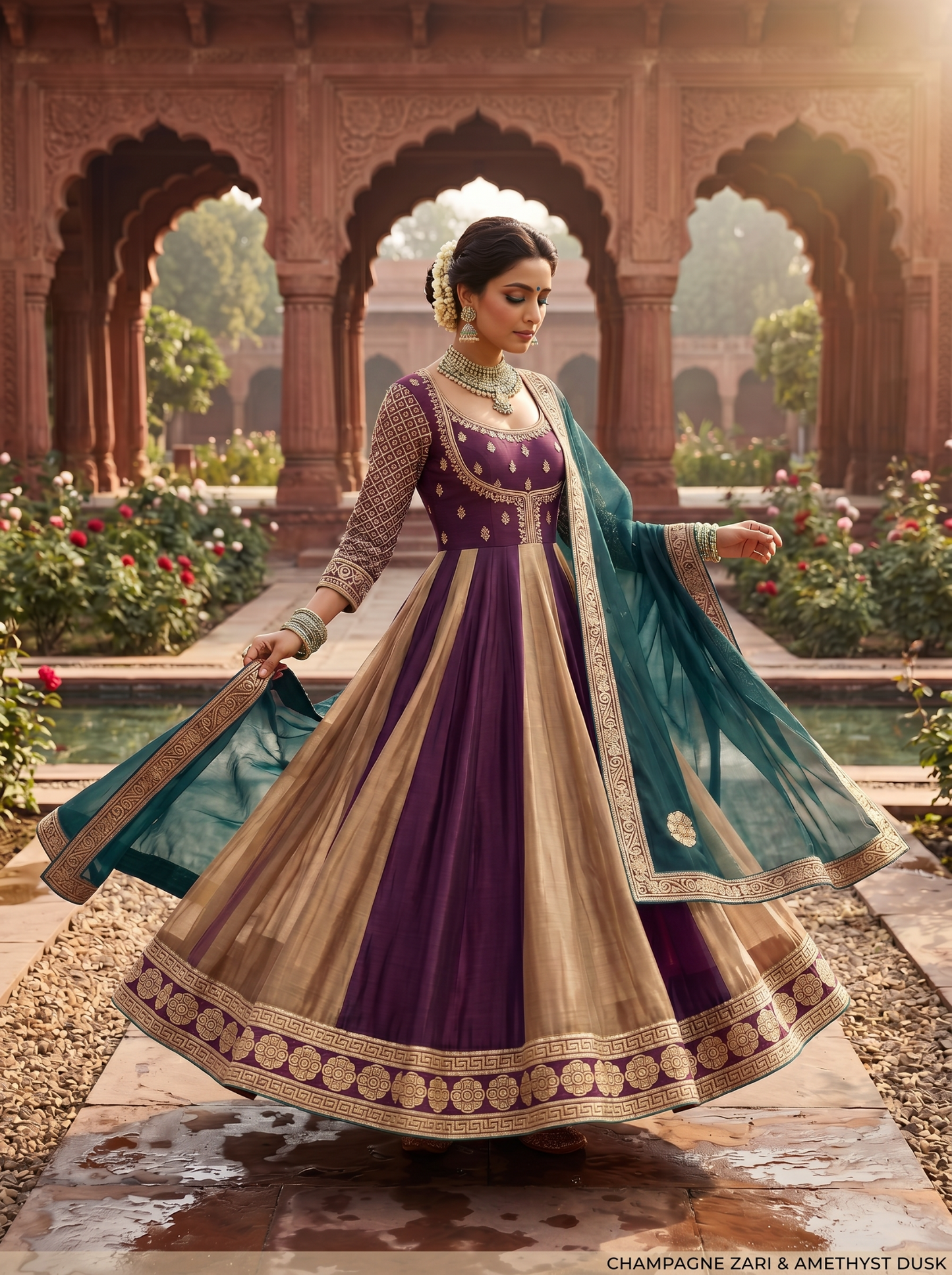 Woven Formal Anarkali Set