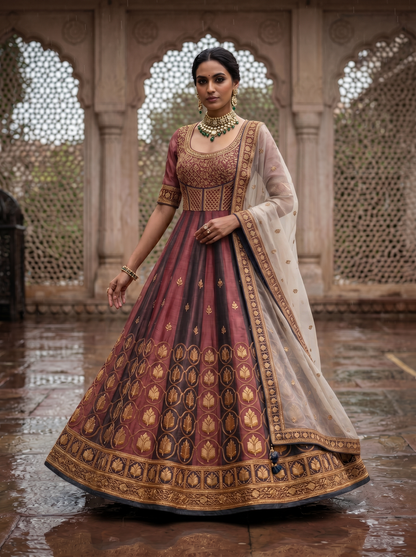 Woven Formal Anarkali Set