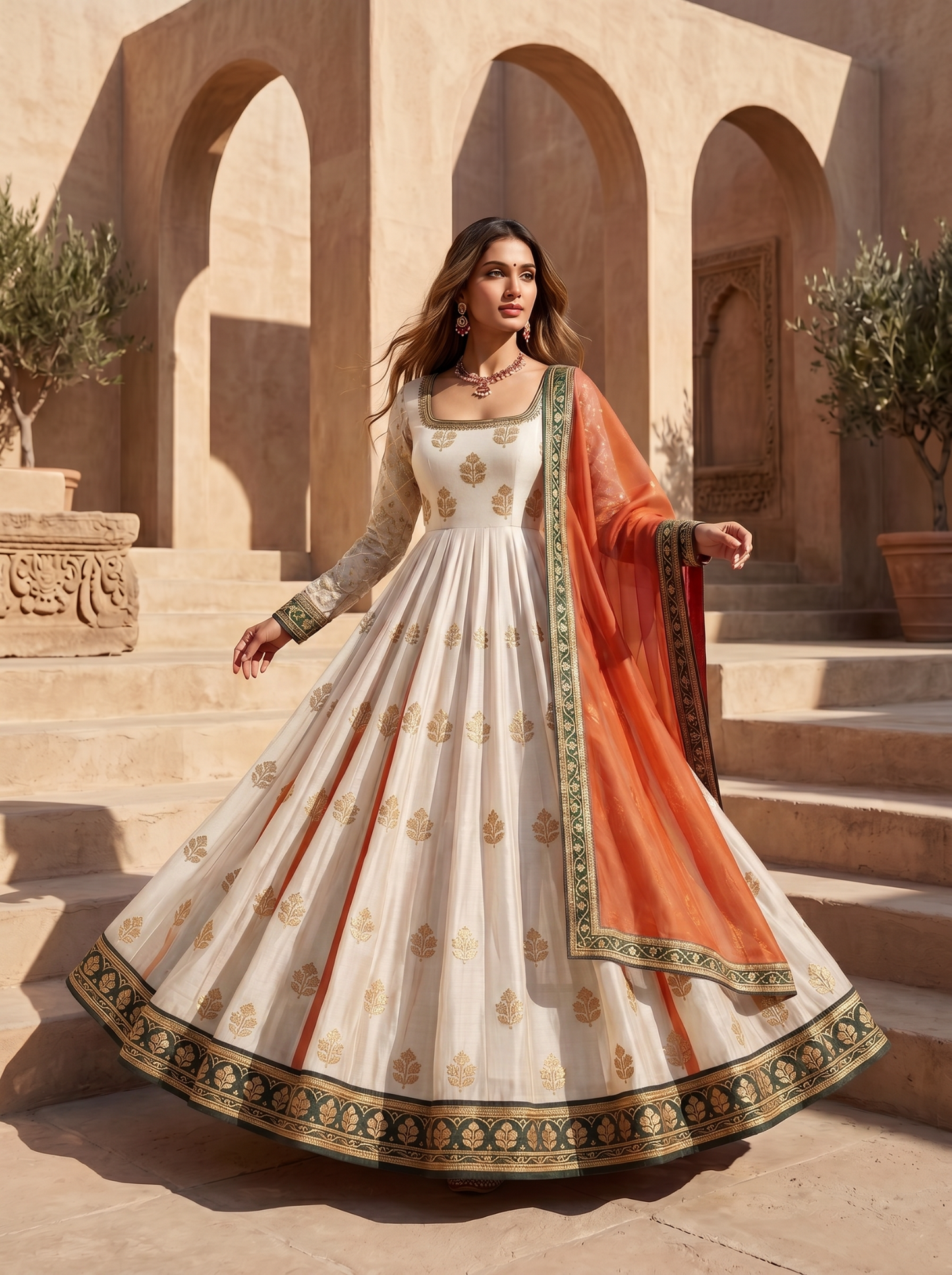 Woven Formal Anarkali Set