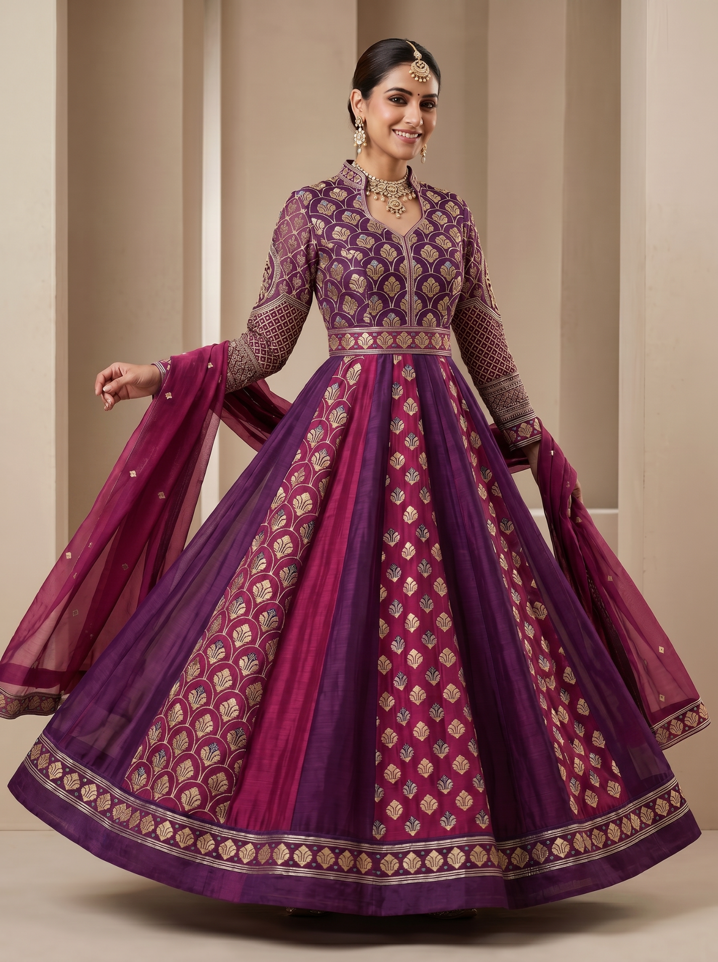 Woven Formal Anarkali Set
